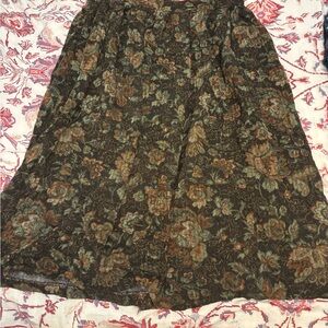 Vintage Floral Patterned Brown Skirt